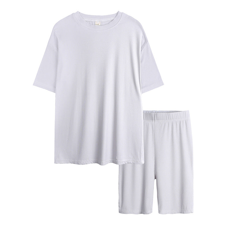 Solid Color Short-sleeved T Tights Two-piece Suit