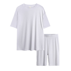 Solid Color Short-sleeved T Tights Two-piece Suit