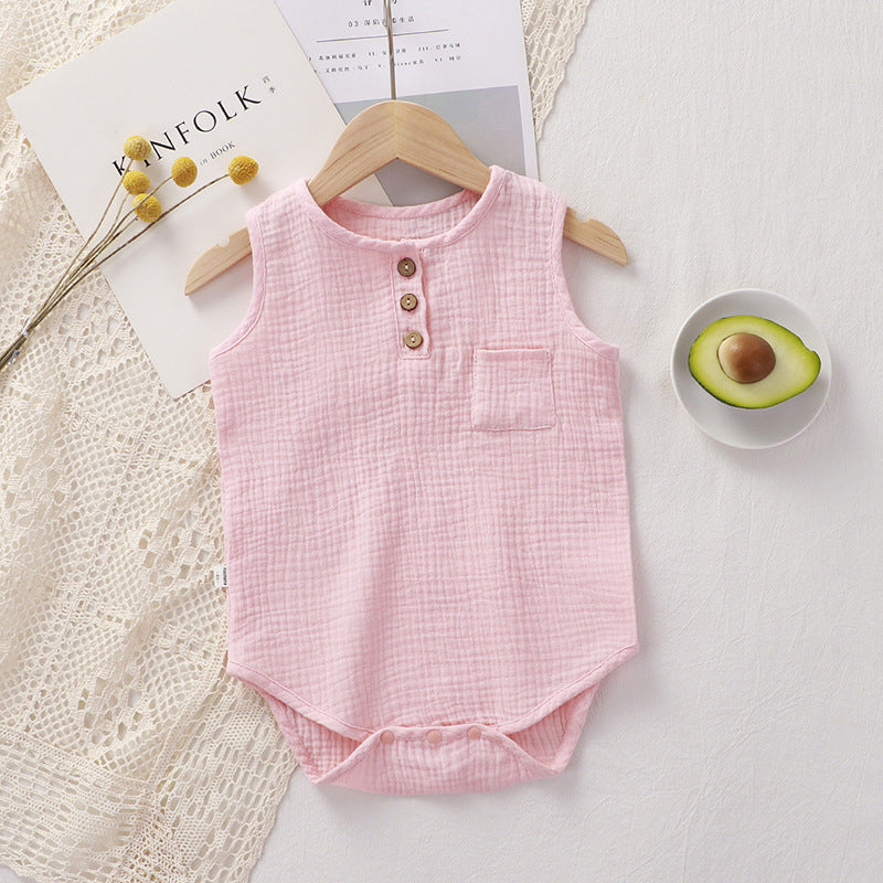 Sleeveless Bag Fart Pajamas Baby Triangle Crawl Romper