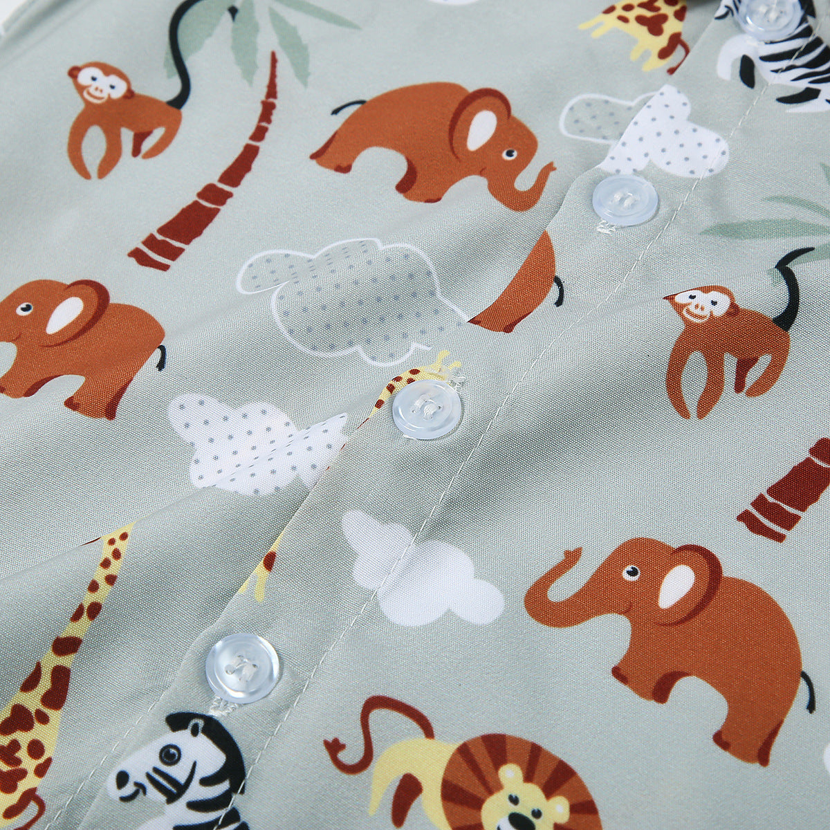 Critter Print Bow Tie Short Sleeve Shirt Set
