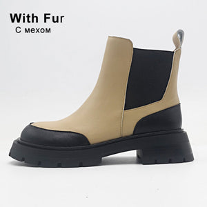Taoffen Fashion Real Leather Ankle Boots For Women