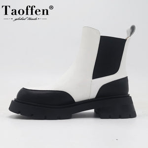 Taoffen Fashion Real Leather Ankle Boots For Women
